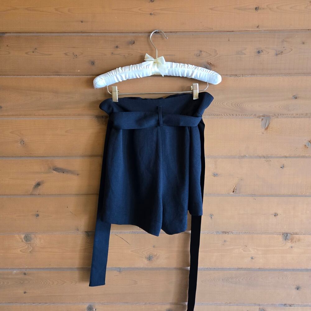 Aritzia Wilfred Paperbag Shorts Tie Waist High Rise 2 Black Pocket Bottom Short - Picture 4 of 7